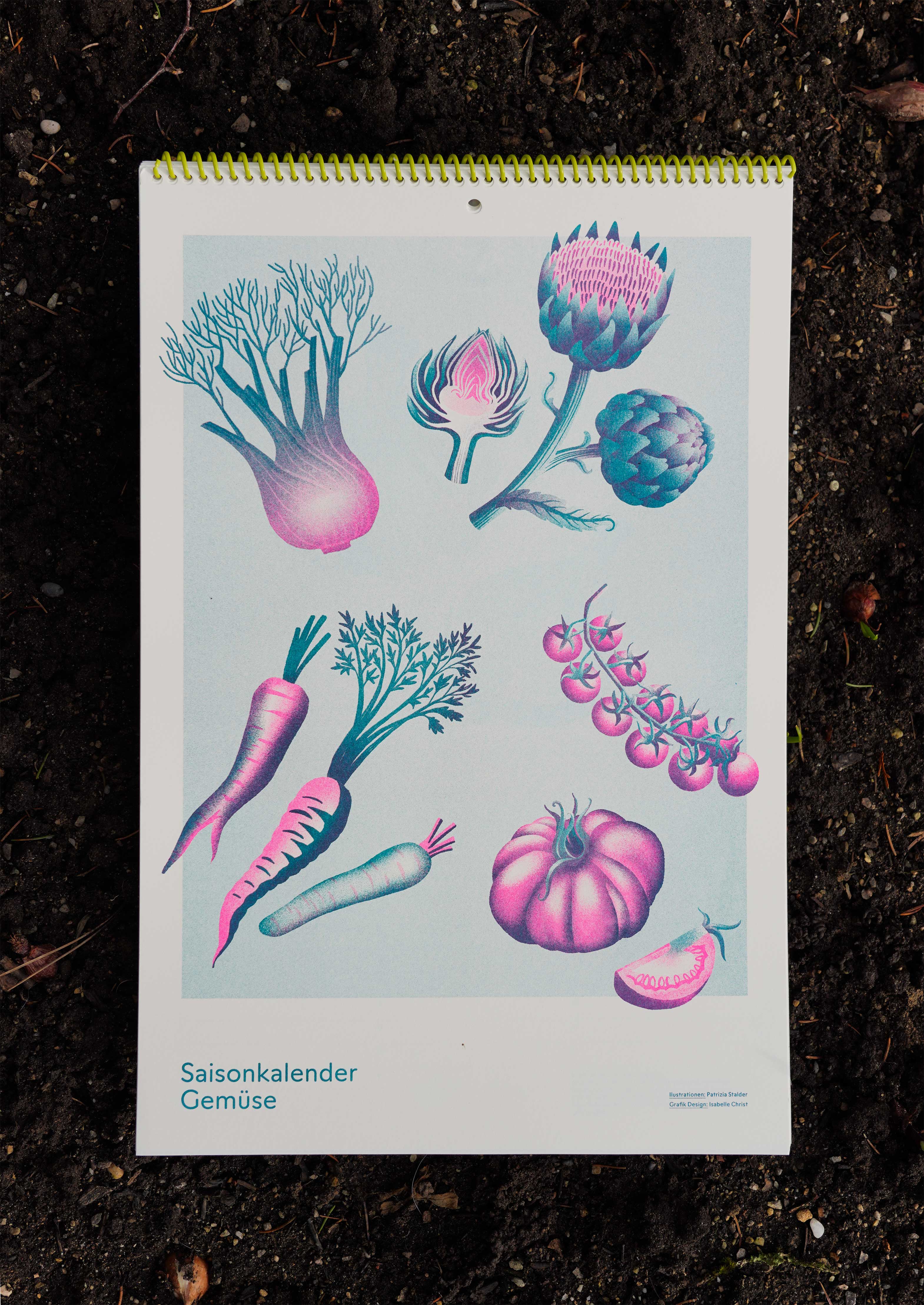 Gemüsekalender Risodruck - Patrizia Stalder - Isabelle Christ - Basel - Schweiz - Illustration - Komposition
