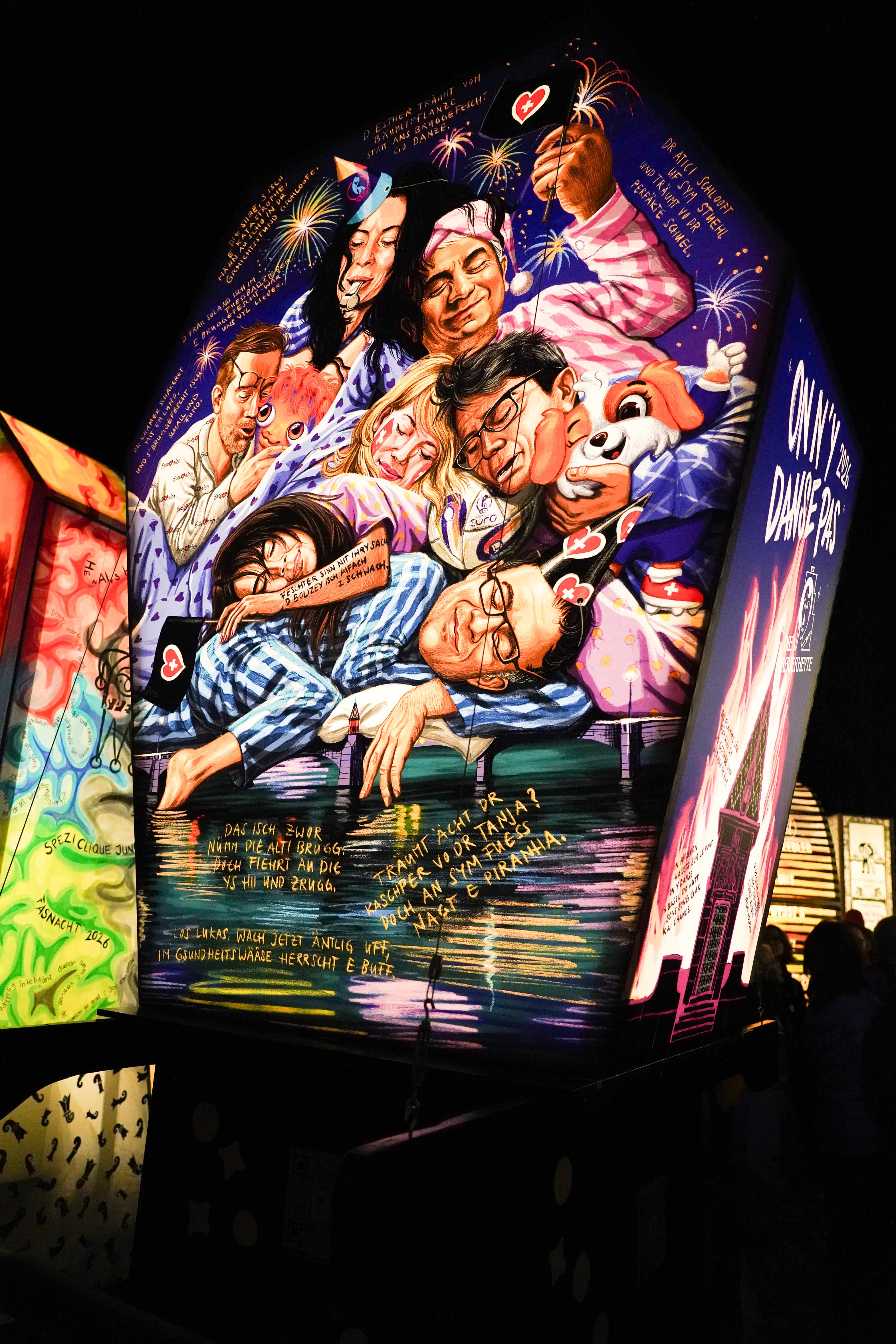 FASNACHTSLATERNE - die Abverheyte - 2025 -Patrizia Stalder - Illustration - Wandmalerei - Grafik Design - Naming & Konzept - Corporate Design - Webdesign (Responsive) - Print Design - Mode Design - Taschen Design - Beschriftung - Fotografie - Malerei - Künstelerin Schweiz - Austellungen Basel - Kunst - Live-