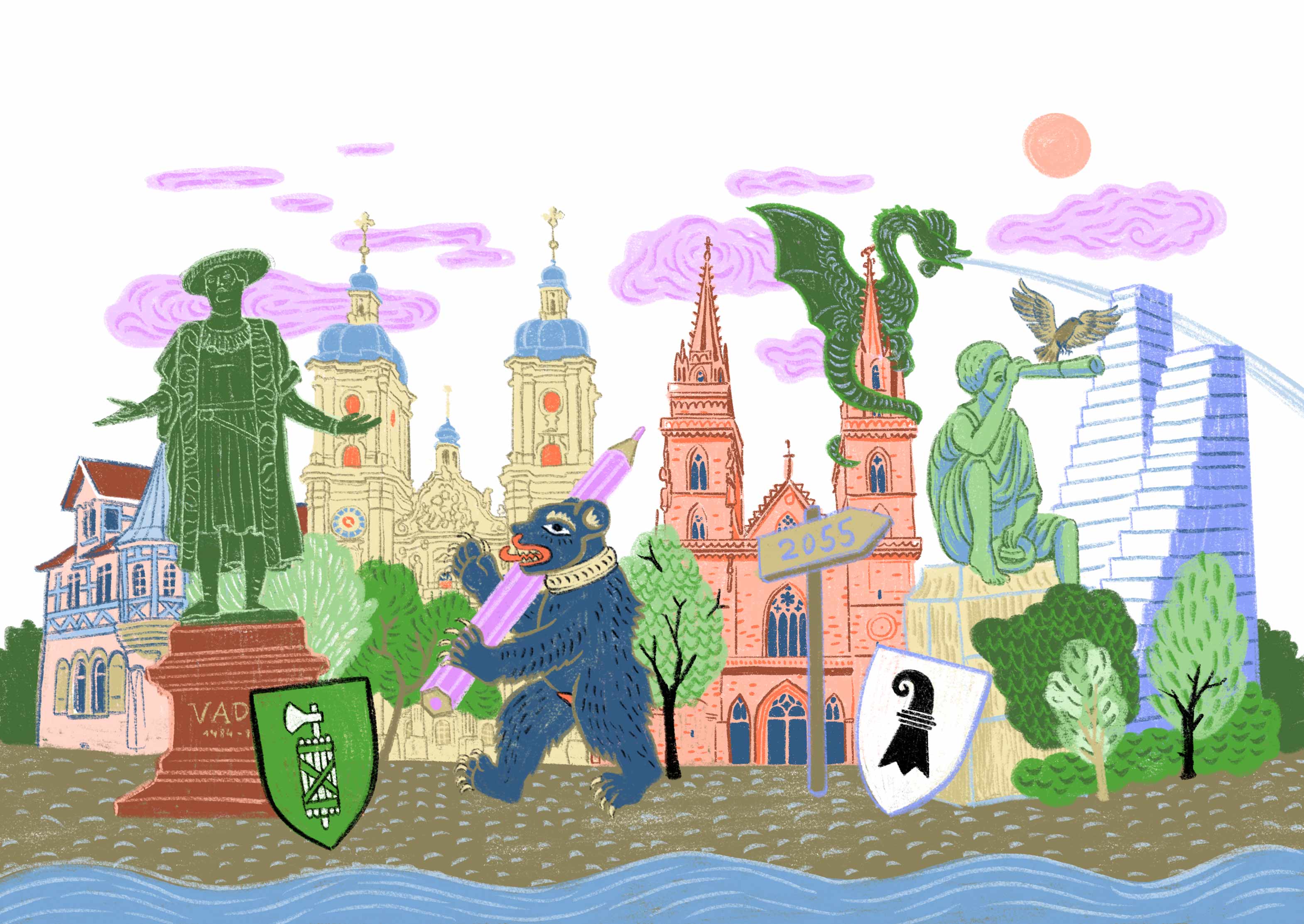 Illustration Planconsult Broschüre - Patrizia Stalder - Illustration - Wandmalerei - Grafik Design - Naming & Konzept - Corporate Design - Webdesign (Responsive) - Print Design - Mode Design - Taschen Design - Beschriftung - Fotografie - Malerei - Künstelerin Schweiz - Austellungen Basel - Kunst - Live-