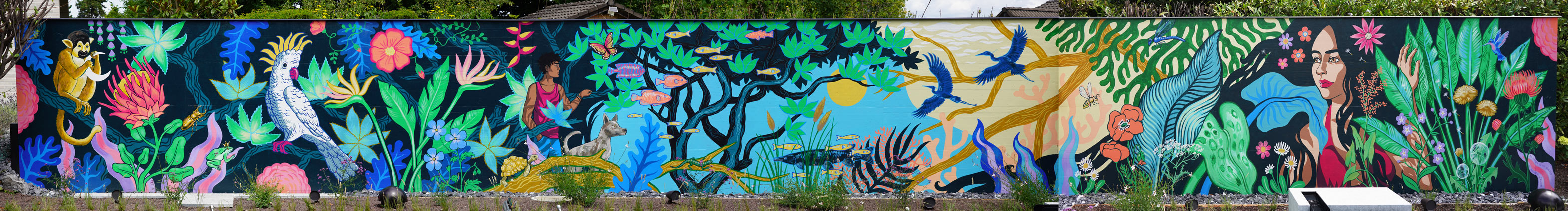 Wandbild Garten - Illustration - Patrizia Stalder - Illustration - Wandmalerei - Grafik Design - Naming & Konzept - Corporate Design - Webdesign (Responsive) - Print Design - Mode Design - Taschen Design - Beschriftung - Fotografie - Malerei - Künstelerin Schweiz - Austellungen Basel - Kunst - Live-