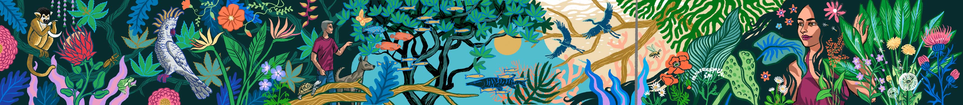Wandbild Garten - Illustration - Patrizia Stalder - Illustration - Wandmalerei - Grafik Design - Naming & Konzept - Corporate Design - Webdesign (Responsive) - Print Design - Mode Design - Taschen Design - Beschriftung - Fotografie - Malerei - Künstelerin Schweiz - Austellungen Basel - Kunst - Live-