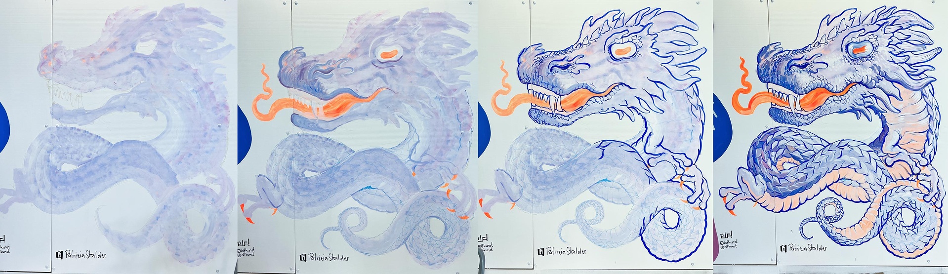 Entstehung Drachen - Livepainting - Street Art - Fantasy Basel - Patrizia Stalder - Illustration - Schweiz